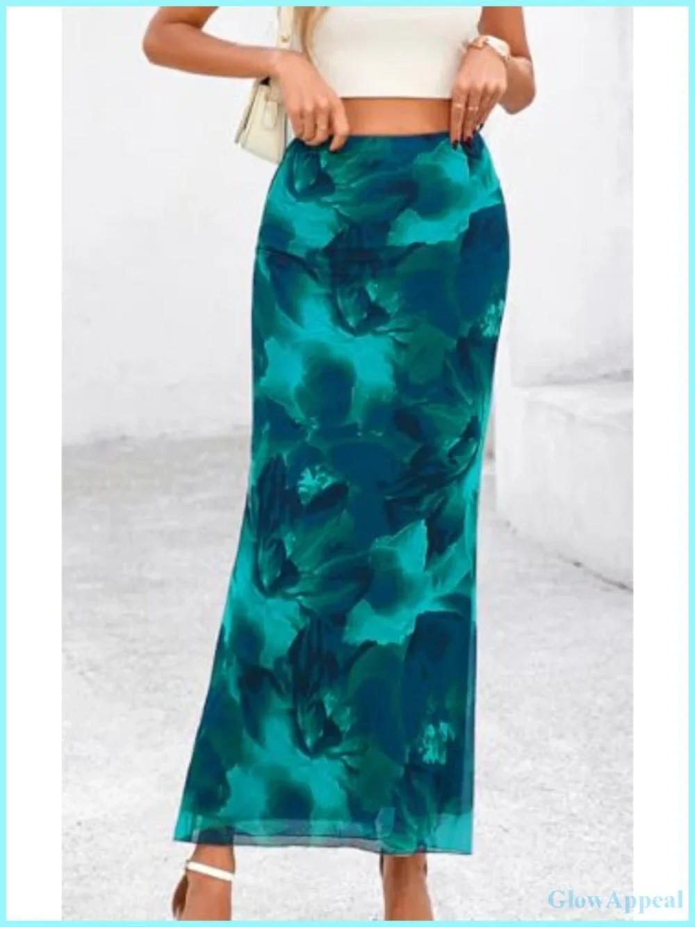 Women's Floral Mesh Bodycon Maxi Skirt High Waisted Fishtail Outfit
